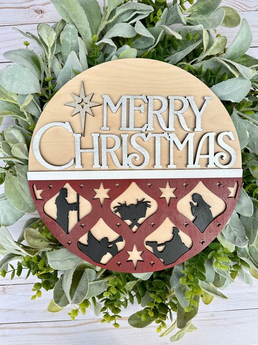 Merry Christmas Nativity: 3D Round Door Hanger