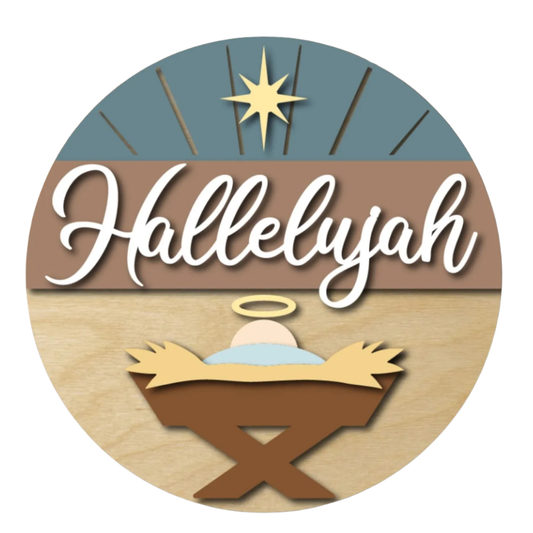 Hallelujah Manger:  3D Round Door Hanger