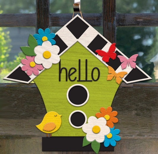 Hello Birdhouse - Flowers & Butterflies: 3D Door Hanger