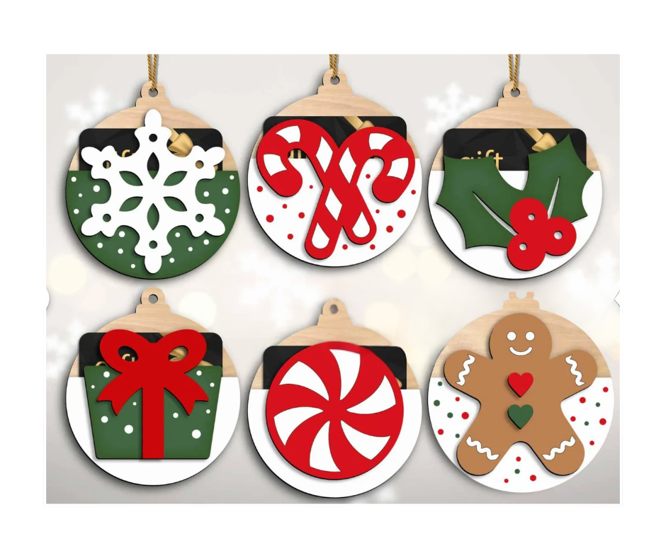 HOLIDAY ORNAMENT - SET OF 6 - GIFT CARD HOLDER
