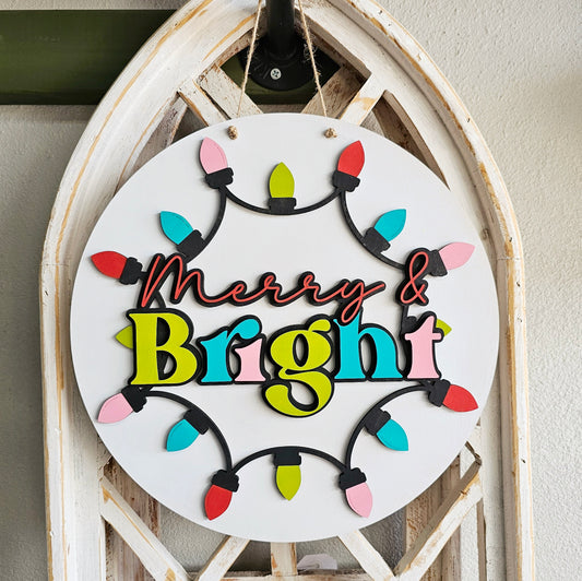 Merry & Bright Lightbulbs: 3D Round Door Hanger