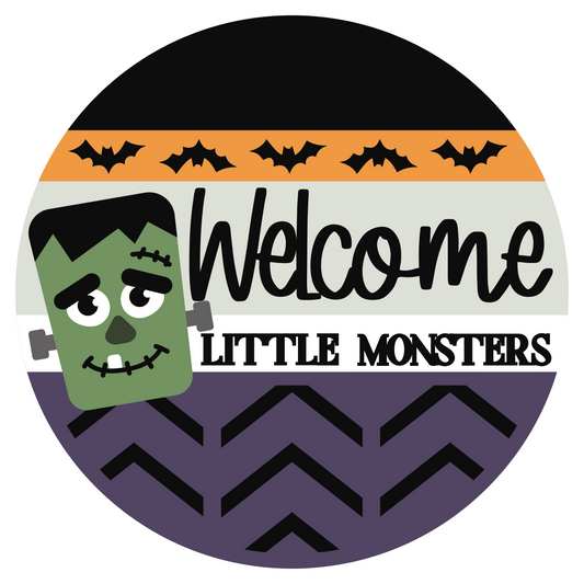 Frankie - Welcome - Little Monsters - Halloween: 3D Round Door Hanger