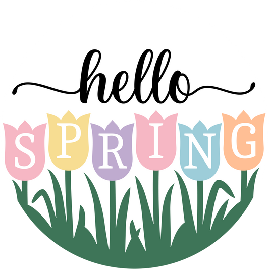 Hello Spring Tulips: 3D Round Door Hanger