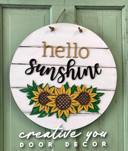 Hello Sunshine Sunflower: 3D Round Door Hanger