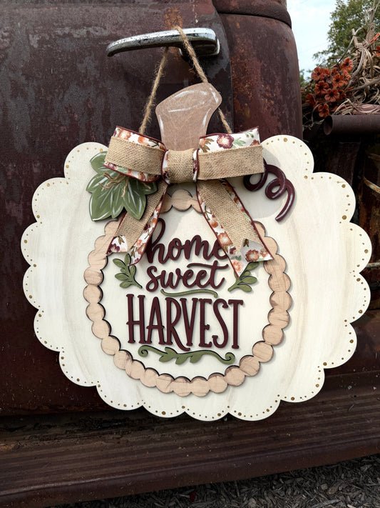 Home Sweet Harvest Pumpkin: 3D Door Hanger