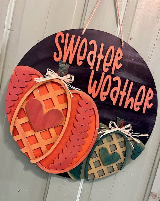 Sweater Weather Pumpkins: 3D Round Door Hanger