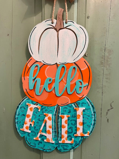 Thankful - Grateful - Blessed - Pumpkin Trio: 3D Door Hanger