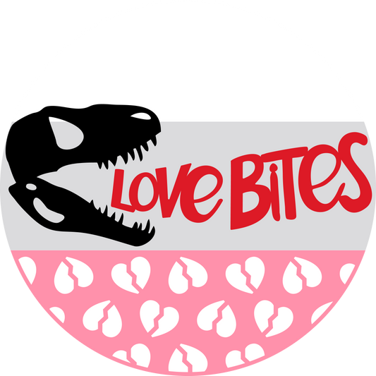 Love Bites T-Rex Valentine's Day: 3D Round Door Hanger