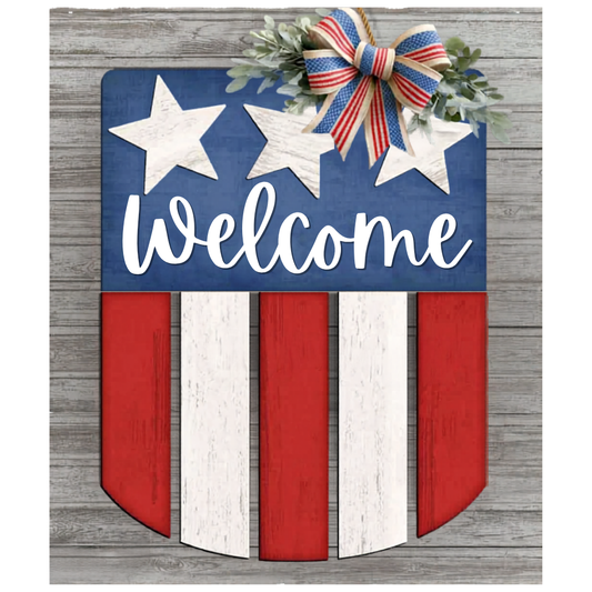 Patriotic Welcome Banner: 3D Door Hanger
