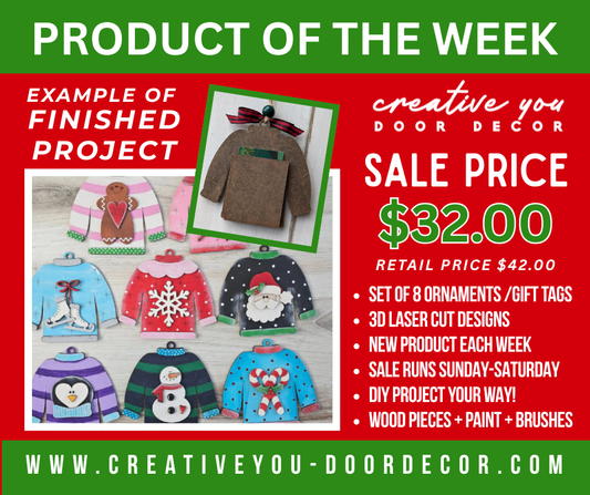 PRODUCT OF THE WEEK | DIY WOOD + PAINT | SWEATER ORNAMENT GIFT CARD HOLDERS