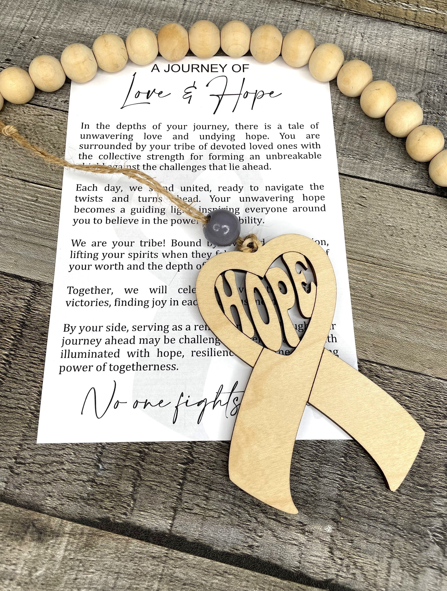 Story Card Ornament - Car Charms: Cancer Awareness Ribbon w Hope