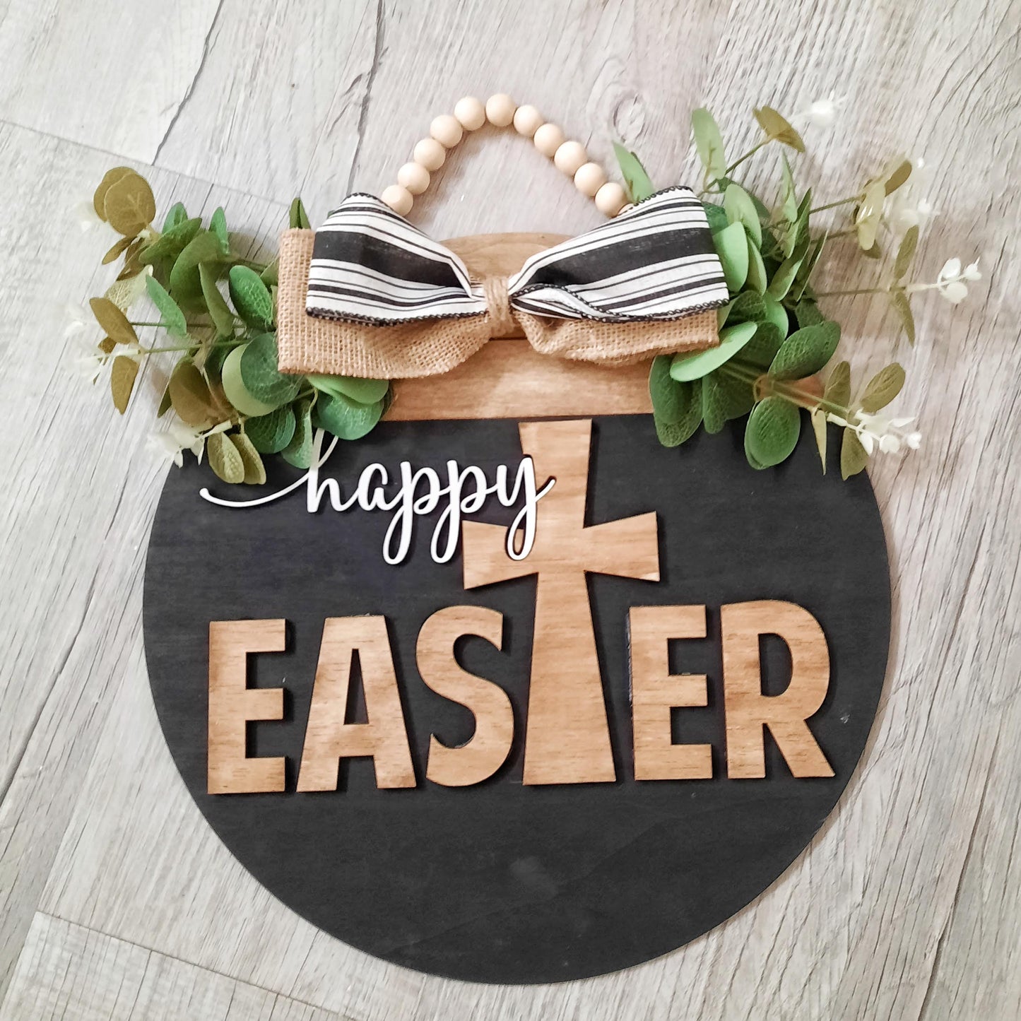 Happy Easter Cross: 3D Round Door Hanger
