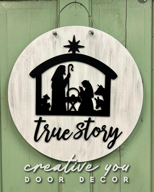 Nativity True Story: 3D Round Door Hanger
