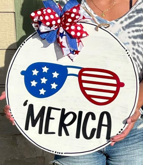 Merica w Sunglasses: 3D Round Door Hanger
