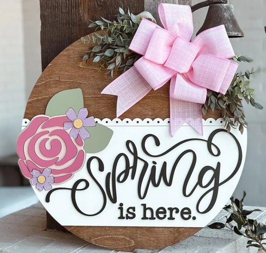Spring is Here Floral: 3D Round Door Hanger