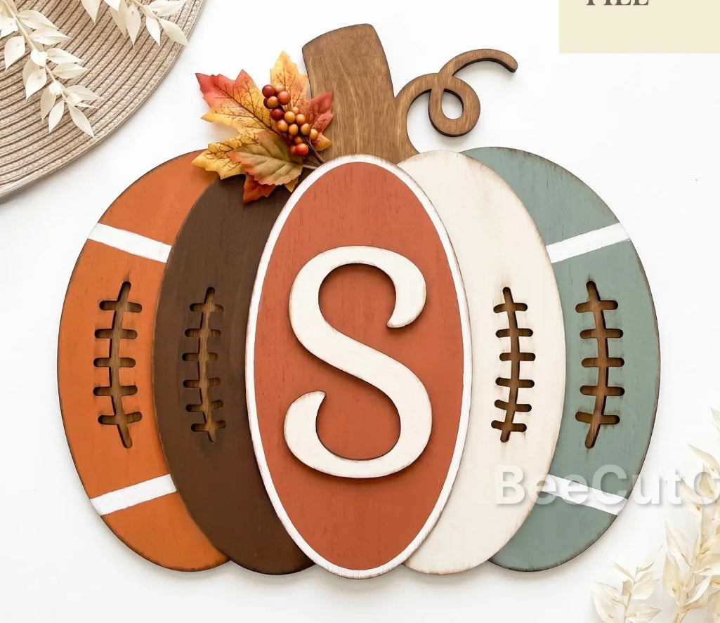 Pumpkin Football: 3D Door Hanger