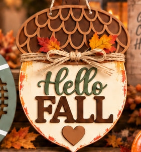 Fall Acorn - Hello Fall: 3D Door Hanger