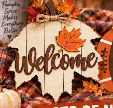 Fall Shiplap Leaf - Welcome: 3D Door Hanger