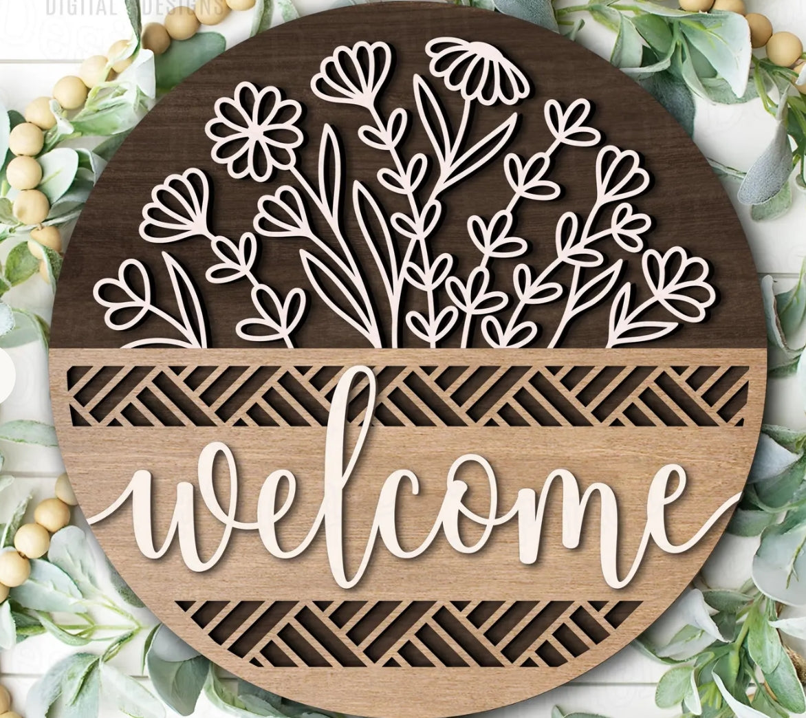 Floral Wildflower Welcome: 3D Round Door Hanger