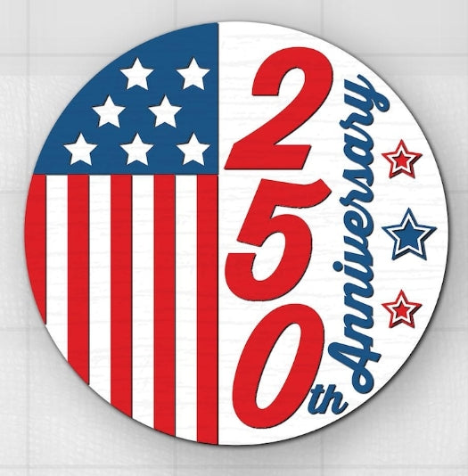 250TH ANNIVERSARY USA - VERTICAL FLAG: 3D Round Door Hanger