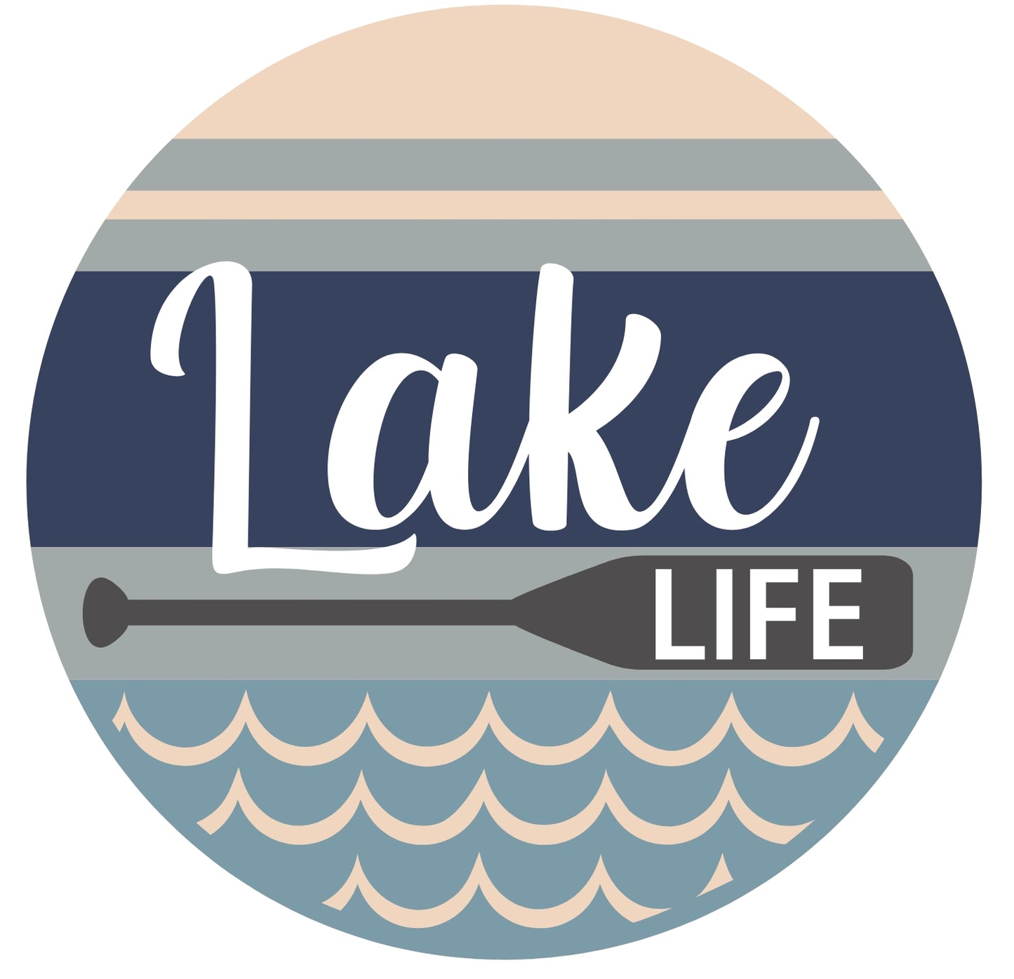 Lake Life w Paddle: 3D Round Door Hanger
