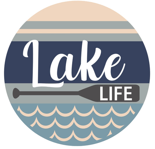 Lake Life w Paddle: 3D Round Door Hanger