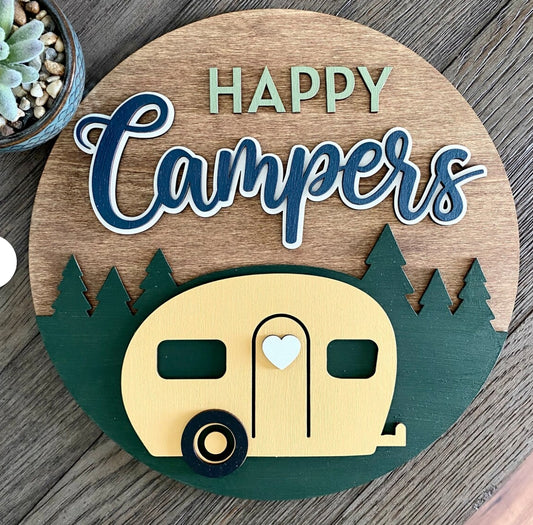 Happy Camper:  3D Round Door Hanger