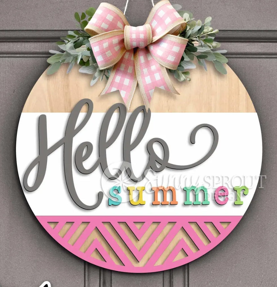 Hello Summer: 3D Round Door Hanger