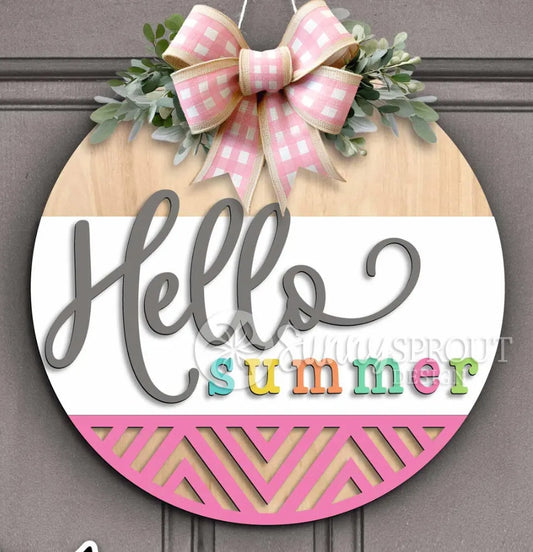 Hello Summer: 3D Round Door Hanger
