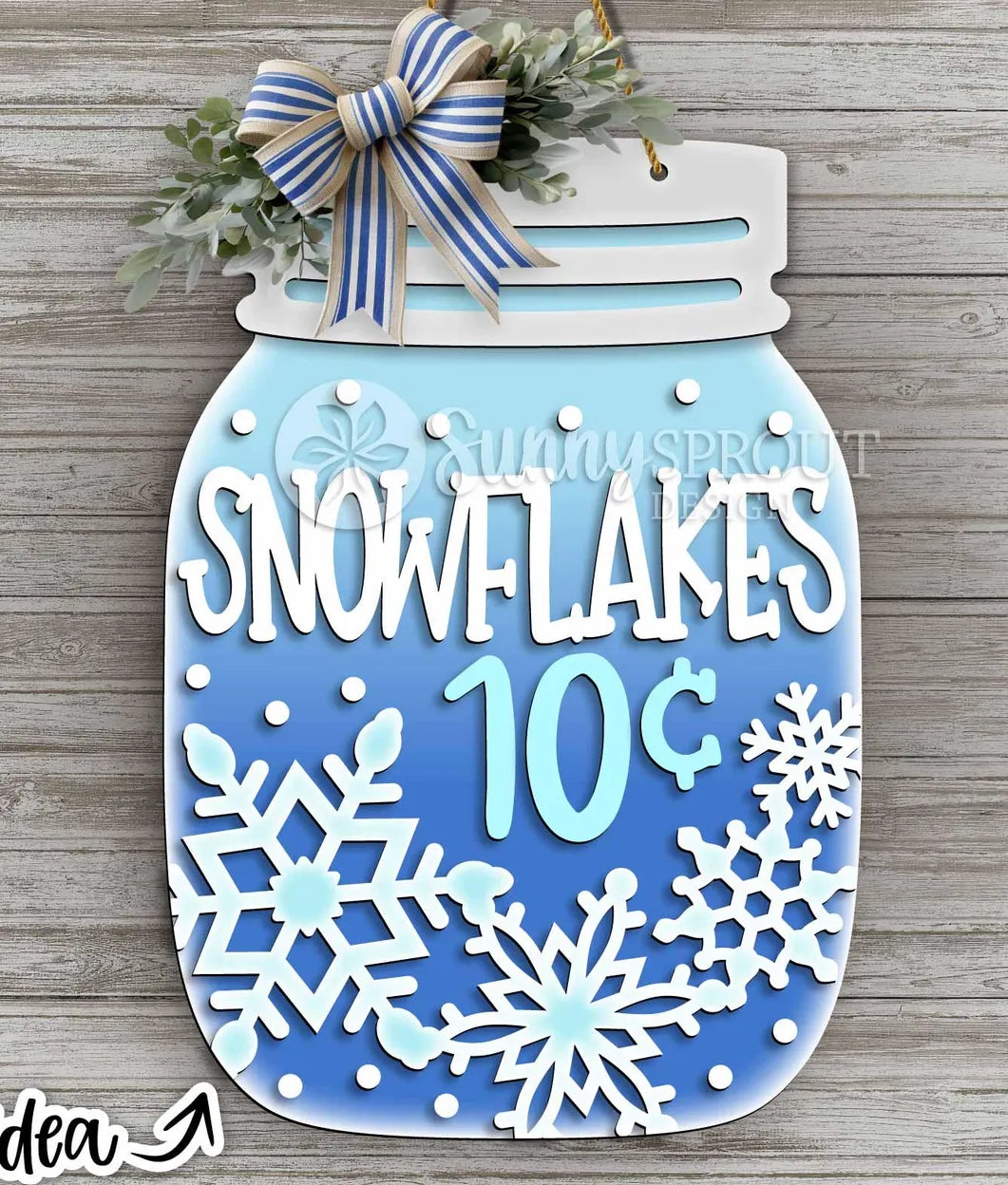 Mason Jar - Snowflakes Design: 3D Door Hanger