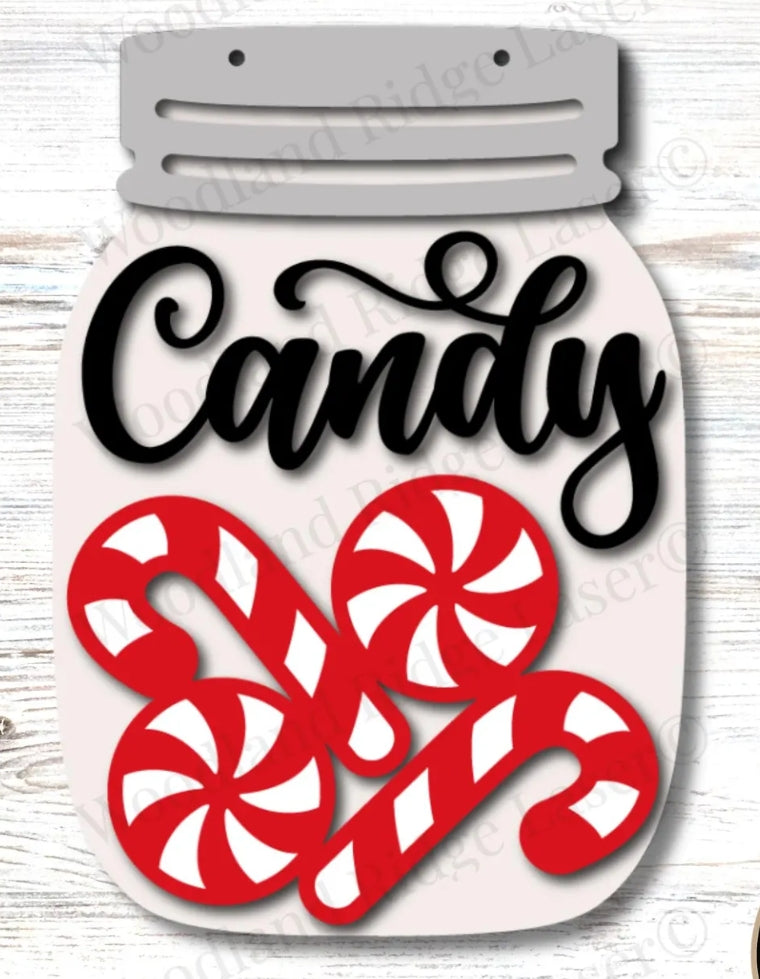 Mason Jar - Peppermint Candy Design: 3D Door Hanger