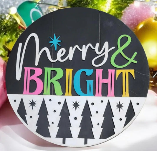 Merry & Bright Trees: 3D Round Door Hanger