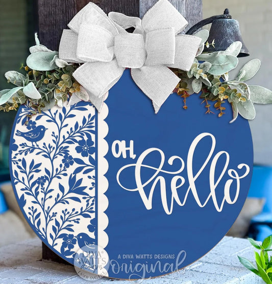 Oh, Hello! Floral Birds: 3D Round Door Hanger