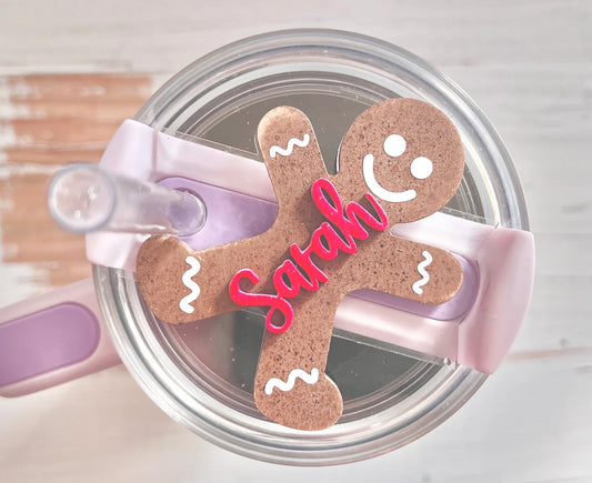 Tumbler Topper: Personalized - Gingerbread Man