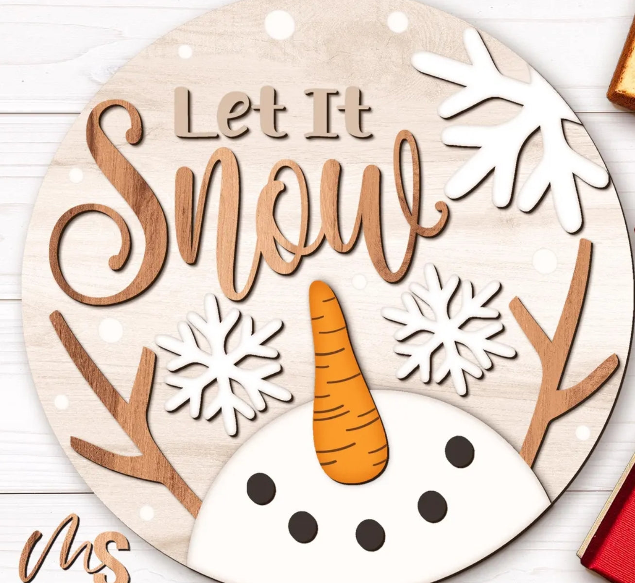 Let it Snow Snowman: 3D Round Door Hanger