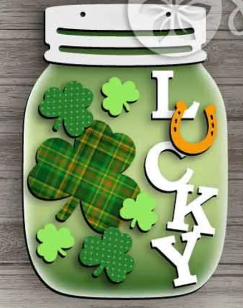 Mason Jar - St. Patrick's Day - Lucky | 3D Door Hanger