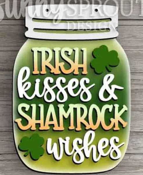 Mason Jar - St. Patrick's Day - Irish Kisses | 3D Door Hanger