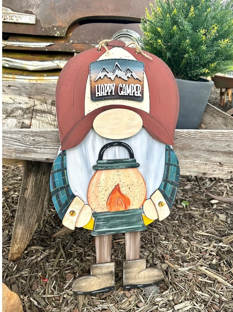 Gnome Happy Camper:  3D Door Hanger