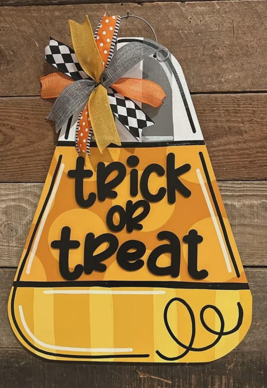Candy Corn - Trick or Treat - Halloween: 3D Door Hanger