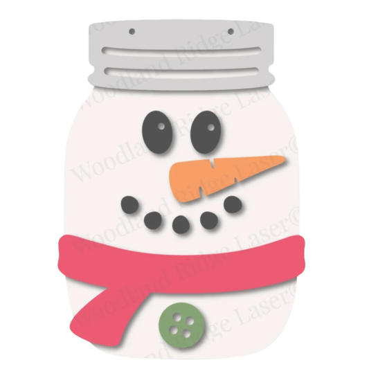 Mason Jar - Snowman Design: 3D Door Hanger