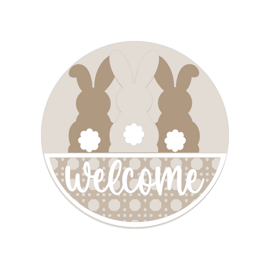 Welcome 3 Bunny Spring: 3D Round Door Hanger
