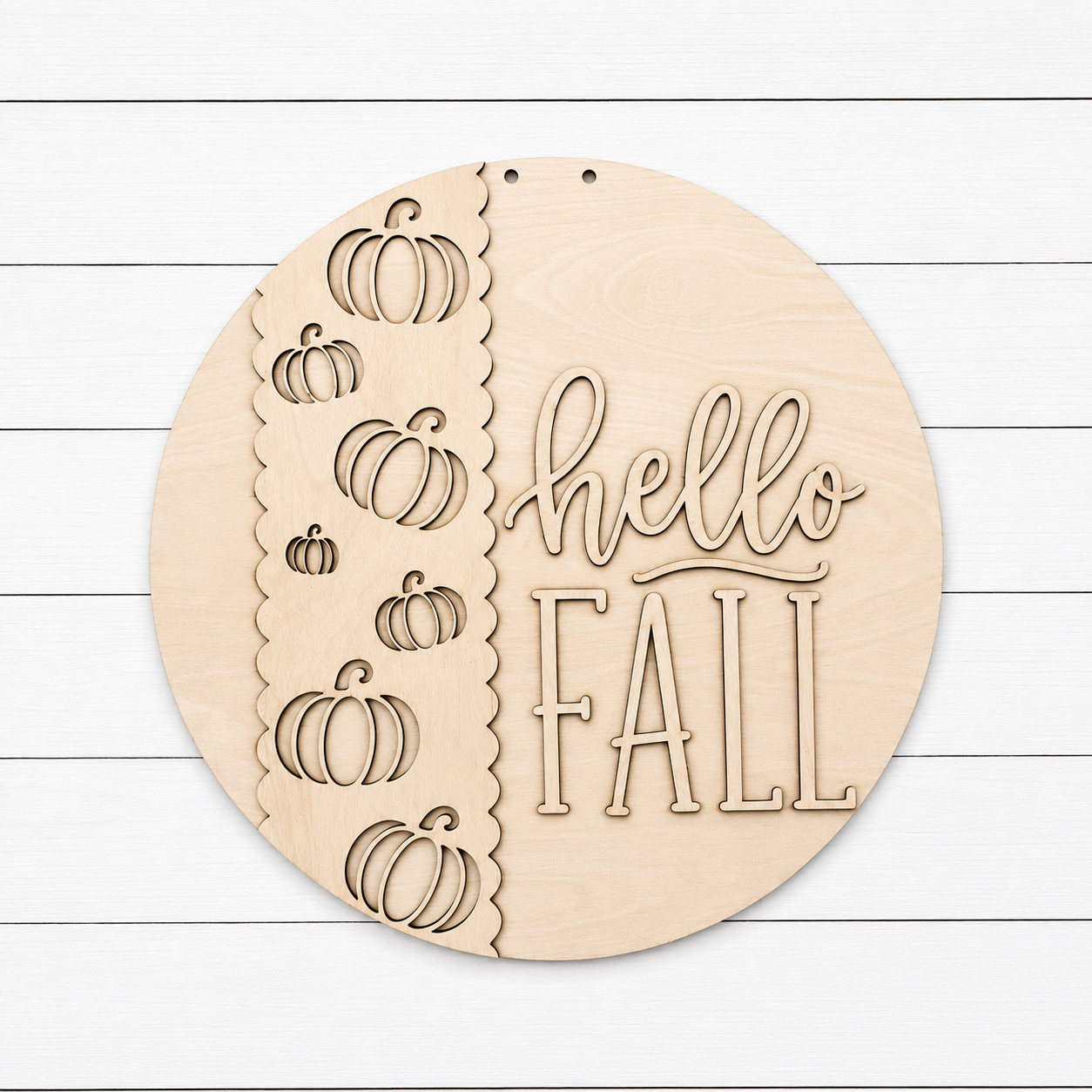 Hello Fall (Vertical) Pumpkins: 3D Round Door Hanger