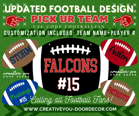 Football Shape Door Hanger: Customize Team + Player #